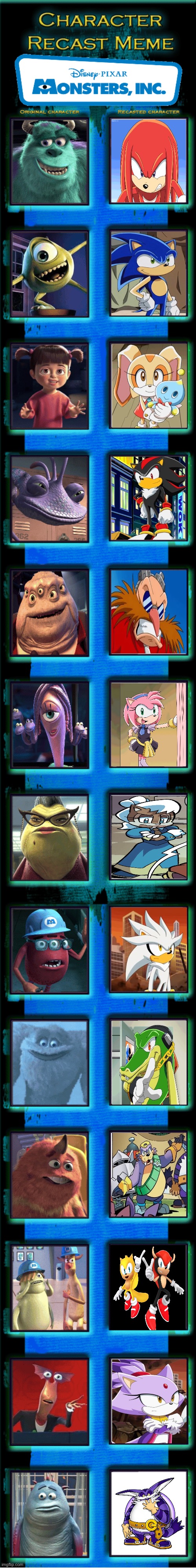 Monsters, Inc. Sonic version | image tagged in monsters inc style recast | made w/ Imgflip meme maker