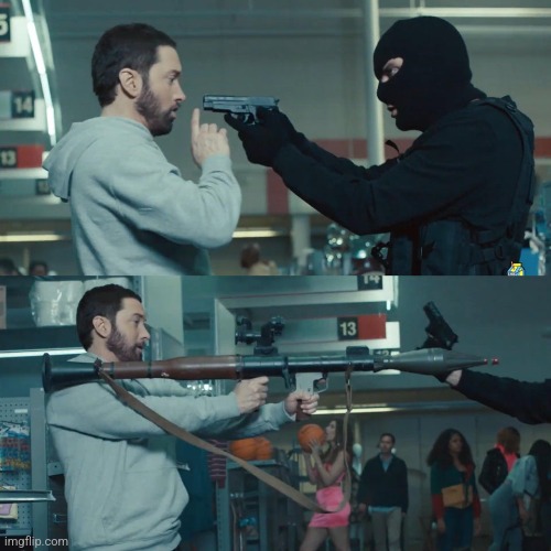 Eminem Bazooka | image tagged in eminem bazooka | made w/ Imgflip meme maker
