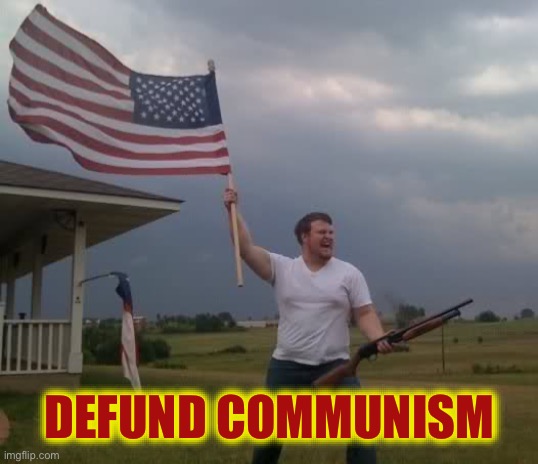 Murica | DEFUND COMMUNISM | image tagged in communism,communists,democratic socialism,fascism,fascists,equal opportunity nazis | made w/ Imgflip meme maker