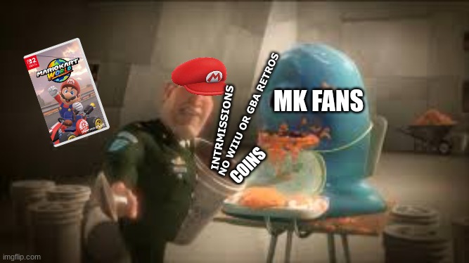 Mario Kart World meme | MK FANS; NO WIIU OR GBA RETROS; INTRMISSIONS; COINS | image tagged in memes,mario kart,nintendo,video games,super mario bros,gamers | made w/ Imgflip meme maker