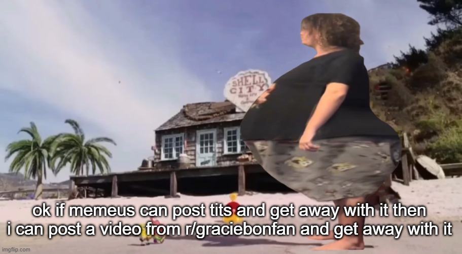 david hasselhoff got fat god damn | ok if memeus can post tits and get away with it then i can post a video from r/graciebonfan and get away with it | image tagged in david hasselhoff got fat god damn | made w/ Imgflip meme maker