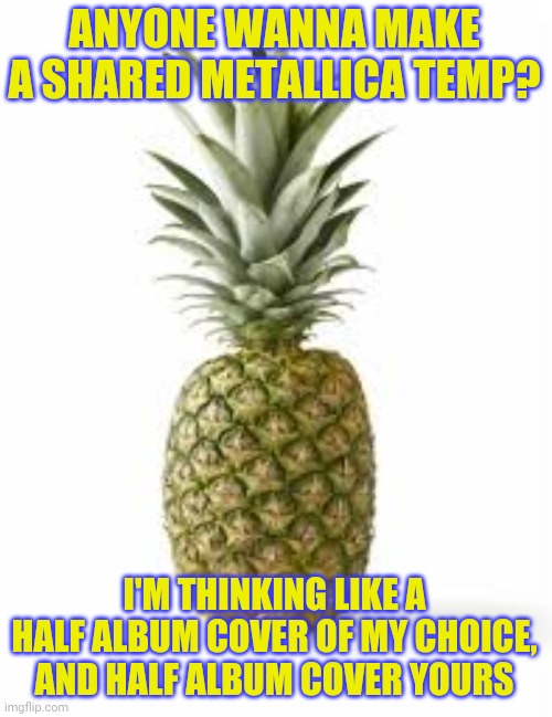 Sethamphetamine announcement temp | ANYONE WANNA MAKE A SHARED METALLICA TEMP? I'M THINKING LIKE A HALF ALBUM COVER OF MY CHOICE, AND HALF ALBUM COVER YOURS | image tagged in sethamphetamine announcement temp | made w/ Imgflip meme maker