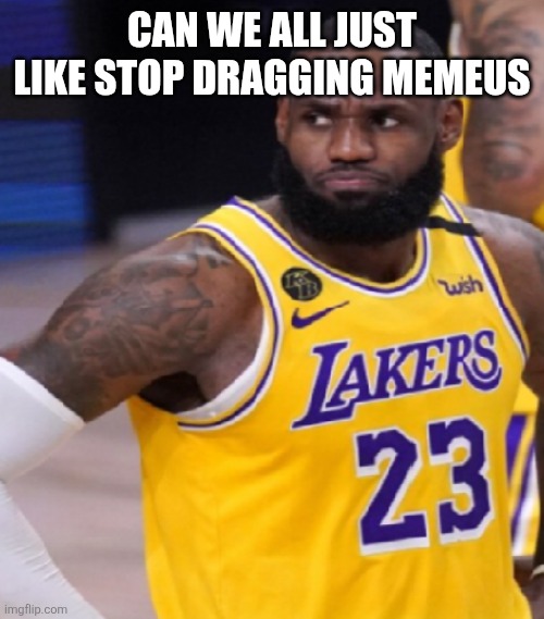 Disappointed Lebron | CAN WE ALL JUST LIKE STOP DRAGGING MEMEUS | image tagged in disappointed lebron | made w/ Imgflip meme maker
