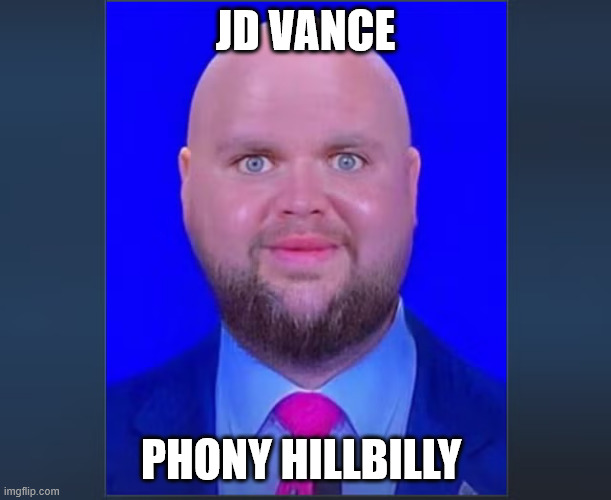 The real JD Vance | JD VANCE; PHONY HILLBILLY | image tagged in jd vance,hillbilly,election fraud,ohio,donald trump approves | made w/ Imgflip meme maker
