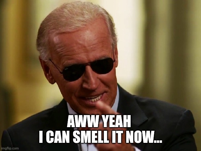 Cool Joe Biden | AWW YEAH 
I CAN SMELL IT NOW... | image tagged in cool joe biden | made w/ Imgflip meme maker