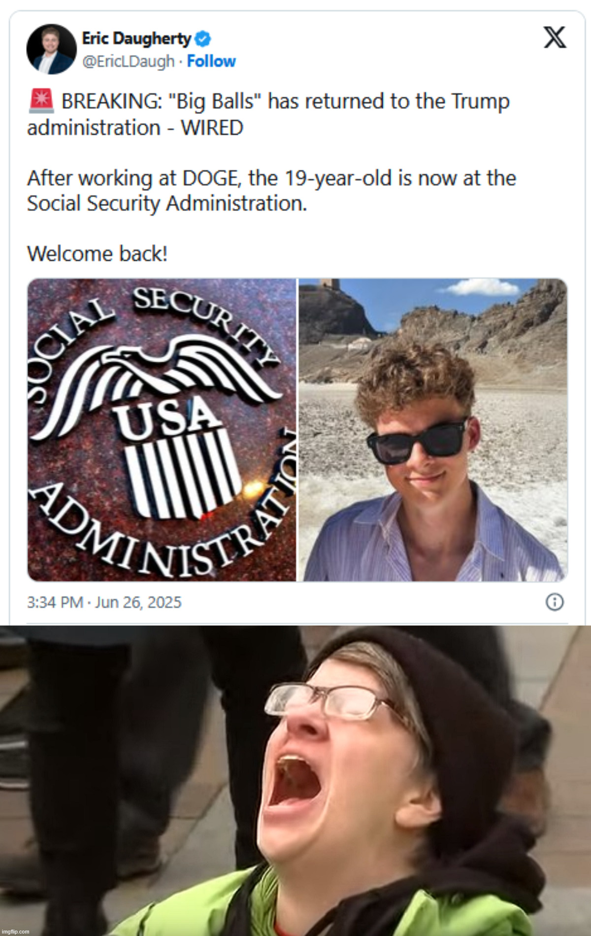 Big balls returns | image tagged in liberal tears,big balls returns | made w/ Imgflip meme maker