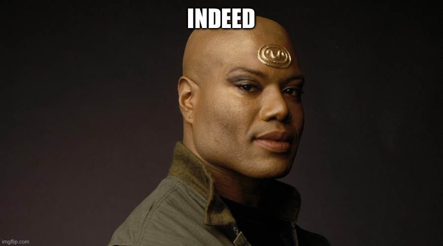 Teal'c SG1 | INDEED | image tagged in teal'c sg1 | made w/ Imgflip meme maker