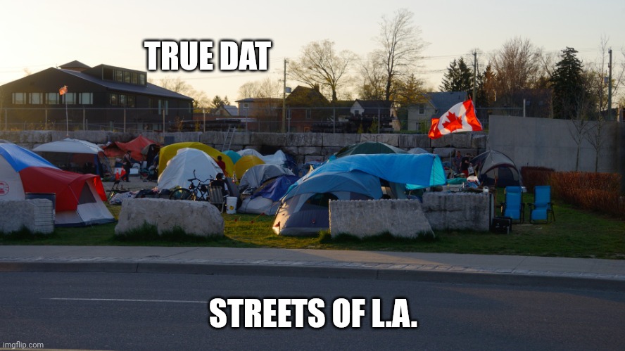 Homeless Camps Canada | TRUE DAT STREETS OF L.A. | image tagged in homeless camps canada | made w/ Imgflip meme maker