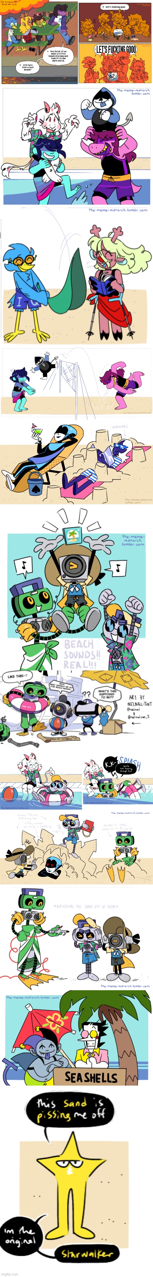 Deltarune beach day | image tagged in deltarune,starwalker,look spamton is here too | made w/ Imgflip meme maker