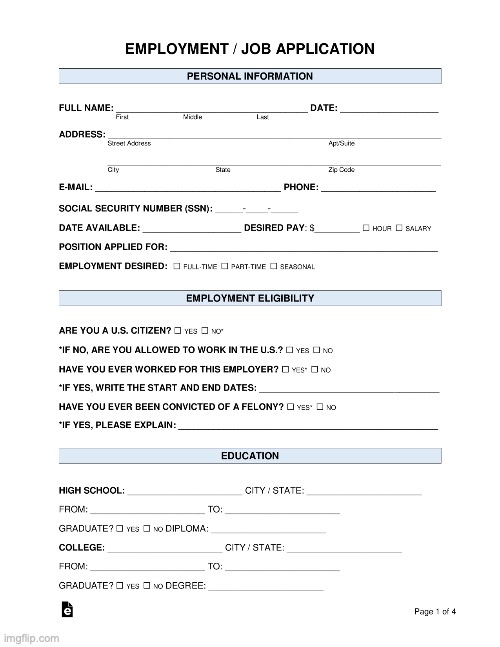 that's it yall are getting jumpscared | image tagged in job application | made w/ Imgflip meme maker