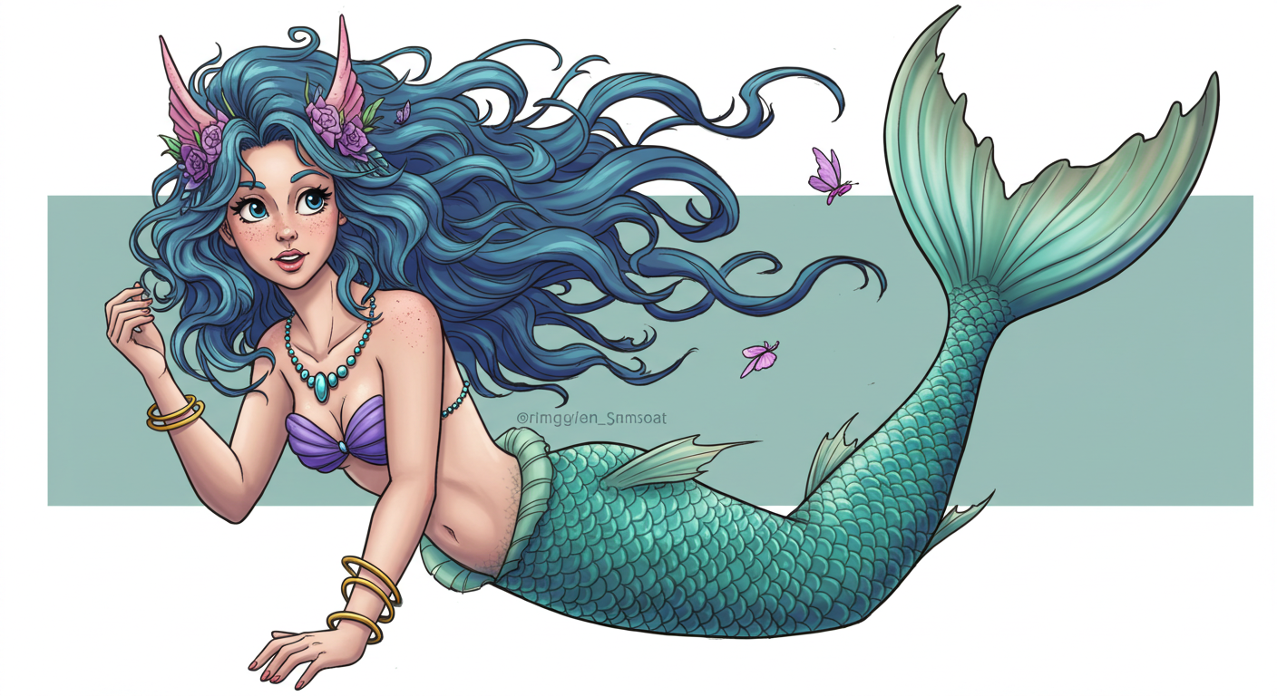 blue mermaid Blank Meme Template