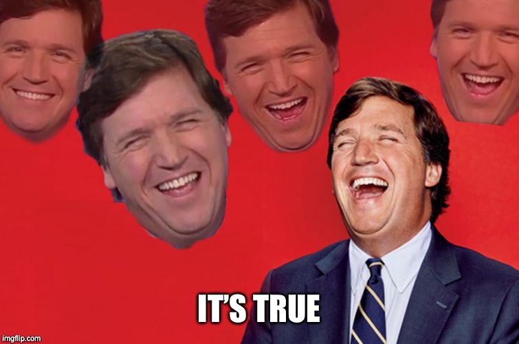 Tucker laughs at libs | IT’S TRUE | image tagged in tucker laughs at libs | made w/ Imgflip meme maker