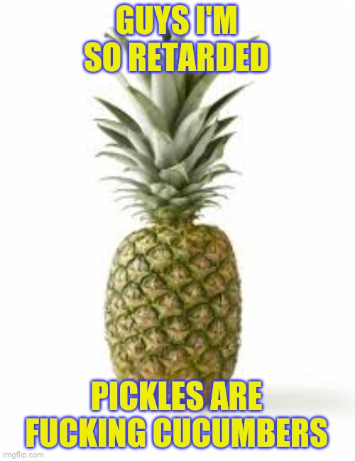 Sethamphetamine announcement temp | GUYS I'M SO RETARDED; PICKLES ARE FUCKING CUCUMBERS | image tagged in sethamphetamine announcement temp | made w/ Imgflip meme maker