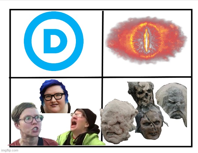 Blank quadrant | image tagged in blank quadrant,democrats,orcs,saurons,blue hair | made w/ Imgflip meme maker