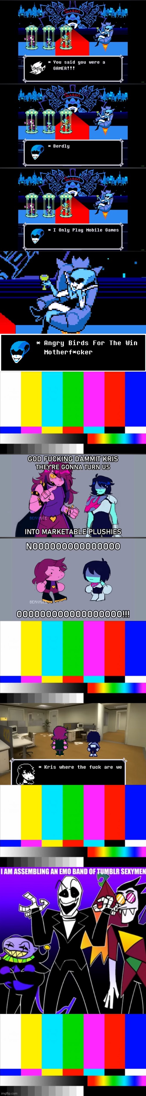 MEMES FOR [[half off]]!!! | image tagged in tv test card color,deltarune | made w/ Imgflip meme maker