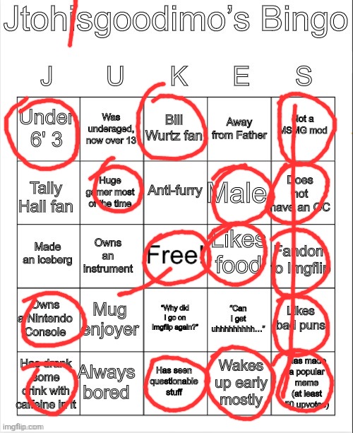 Jtohisgoodimo’s Bingo | image tagged in jtohisgoodimo s bingo | made w/ Imgflip meme maker