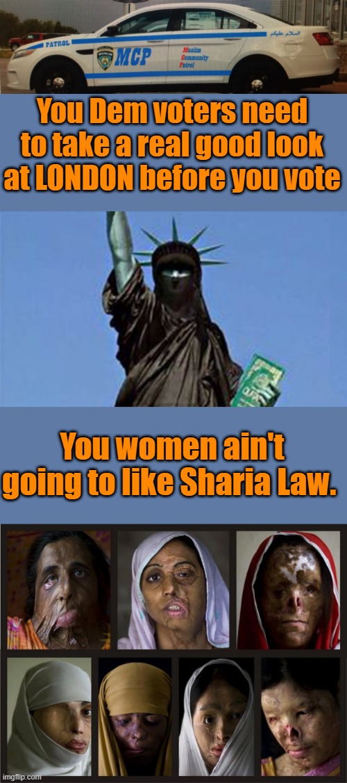 Yea its a brutual reality , but make sure you know what your doing before you vote in NY mayors race. THEY want Shari law in US | You Dem voters need to take a real good look at LONDON before you vote; You women ain't going to like Sharia Law. | made w/ Imgflip meme maker