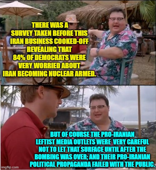 Is anyone really even surprised about this?  Radical leftists DO NOT represent the average Dem Voter. | THERE WAS A SURVEY TAKEN BEFORE THIS IRAN BUSINESS COOKED-OFF REVEALING THAT 84% OF DEMOCRATS WERE VERY WORRIED ABOUT IRAN BECOMING NUCLEAR ARMED. BUT OF COURSE THE PRO-IRANIAN LEFTIST MEDIA OUTLETS WERE  VERY CAREFUL NOT TO LET THAT SURFACE UNTIL AFTER THE BOMBING WAS OVER; AND THEIR PRO-IRANIAN POLITICAL PROPAGANDA FAILED WITH THE PUBLIC. | image tagged in see nobody cares | made w/ Imgflip meme maker