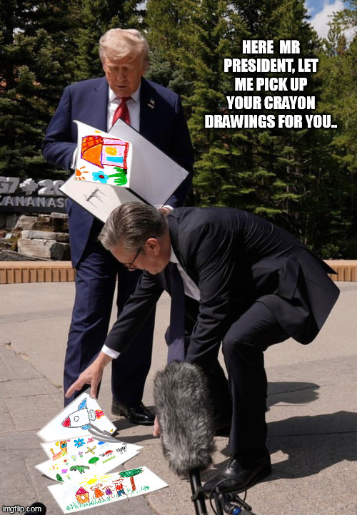 Donny drops his drawings | HERE  MR PRESIDENT, LET ME PICK UP YOUR CRAYON DRAWINGS FOR YOU.. | image tagged in donald trump,potus,crayons,drawing,drawings | made w/ Imgflip meme maker