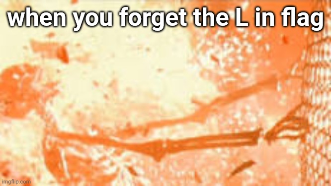 Skeleton burning behind fence | when you forget the L in flag | image tagged in skeleton burning behind fence | made w/ Imgflip meme maker