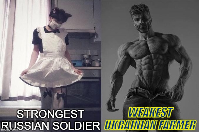 Strongest Fan VS Weakest Fan | STRONGEST RUSSIAN SOLDIER; WEAKEST UKRAINIAN FARMER | image tagged in strongest fan vs weakest fan,russo-ukrainian war | made w/ Imgflip meme maker