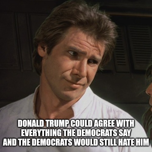 It's true. | DONALD TRUMP COULD AGREE WITH EVERYTHING THE DEMOCRATS SAY AND THE DEMOCRATS WOULD STILL HATE HIM | image tagged in whatever bro,democrats,donald trump,maga | made w/ Imgflip meme maker