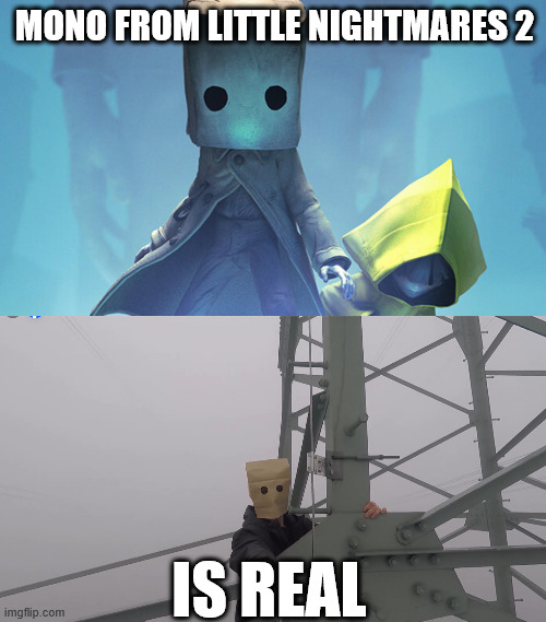 Random Little Nightmares Meme | MONO FROM LITTLE NIGHTMARES 2; IS REAL | image tagged in little nightmares,mono,lattice climbing,climbing memes,escalando,creepypasta | made w/ Imgflip meme maker