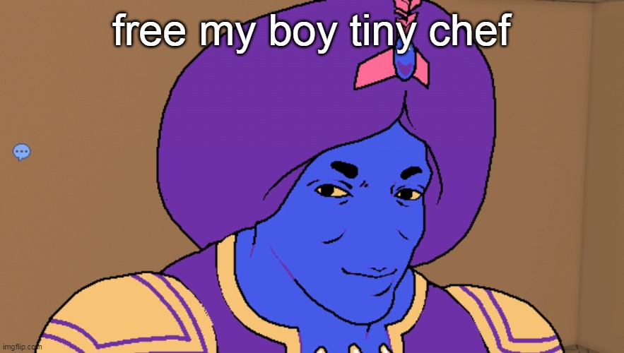 Flocci | free my boy tiny chef | image tagged in flocci | made w/ Imgflip meme maker