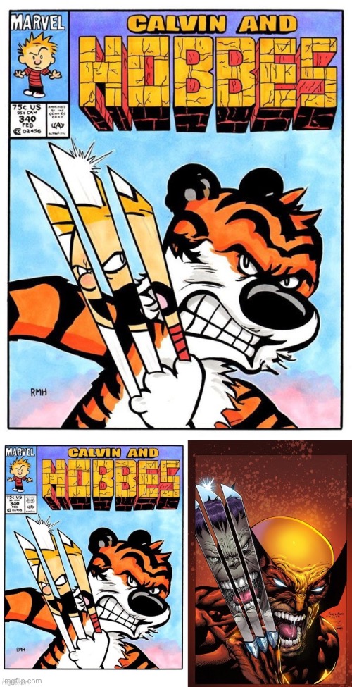 C & H fan art tribute to the original Wolverine and Hulk artwork… | image tagged in calvin and hobbes,fan art,wolverine and hulk | made w/ Imgflip meme maker