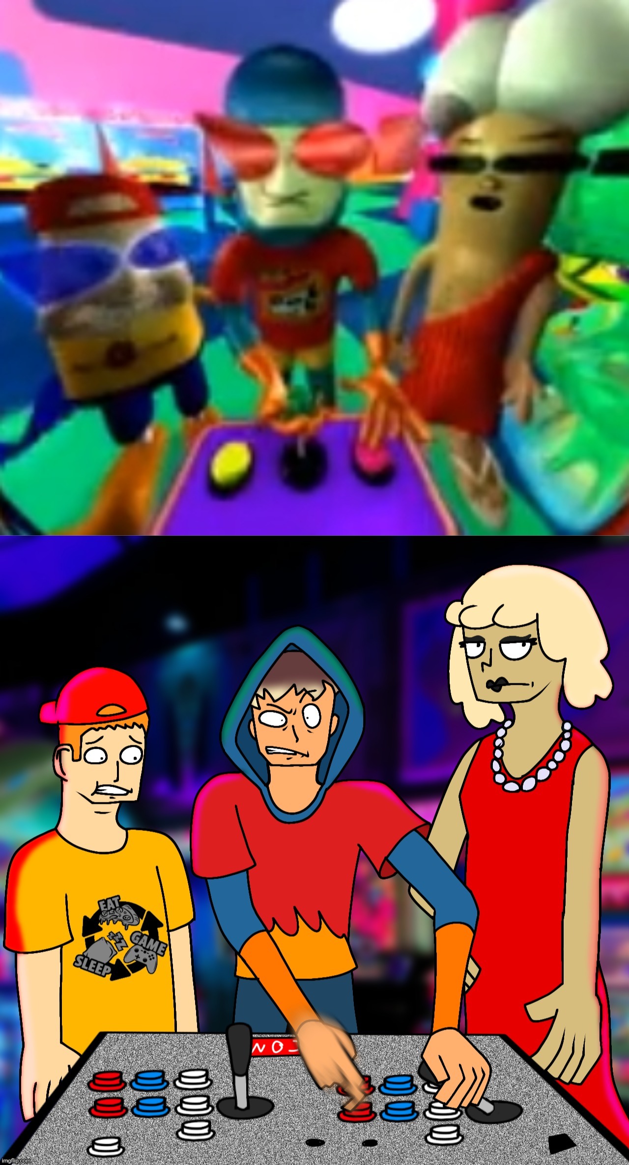 redrew this cutscene frame (chat is WAY too alive I have to keep deleting and reposting this to make sure it doesn't get covered | made w/ Imgflip meme maker
