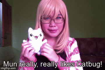 Mun really, really likes Catbug! | image tagged in gifs | made w/ Imgflip video-to-gif maker