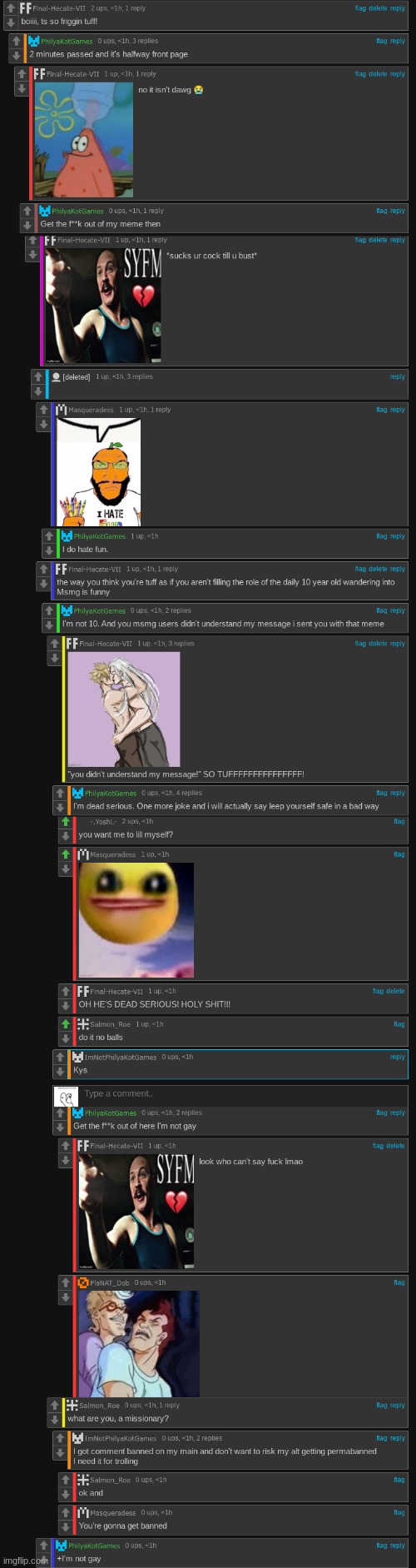 the entire thread because he disabled comments | made w/ Imgflip meme maker