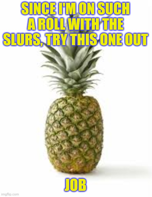 Sethamphetamine announcement temp | SINCE I'M ON SUCH A ROLL WITH THE SLURS, TRY THIS ONE OUT; JOB | image tagged in sethamphetamine announcement temp | made w/ Imgflip meme maker