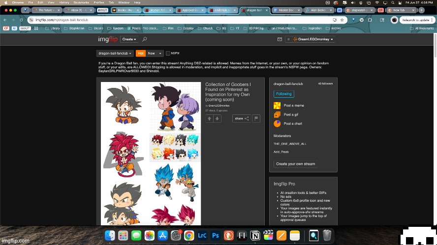 Hey! I made it to the top of a stream! And what's Goku doing in the stream description? | made w/ Imgflip meme maker