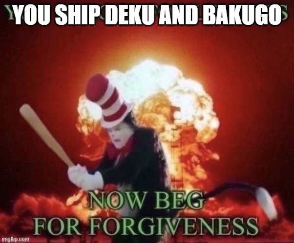Beg for forgiveness | YOU SHIP DEKU AND BAKUGO | image tagged in beg for forgiveness | made w/ Imgflip meme maker