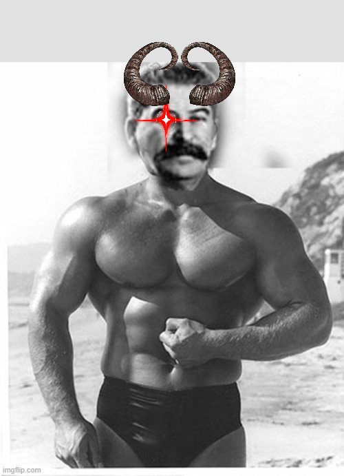 Buff Devil Stalin | image tagged in buff stalin,devil,communism,stalin | made w/ Imgflip meme maker