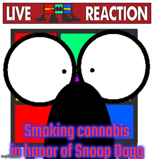 Live Ruubixe reaction | Smoking cannabis in honor of Snoop Dogg | image tagged in live ruubixe reaction | made w/ Imgflip meme maker