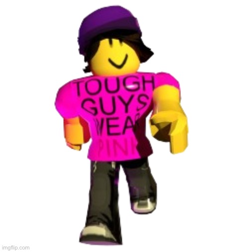 the guy from elevator game idk | image tagged in tough guys wear pink | made w/ Imgflip meme maker