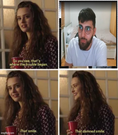 Spear smile | image tagged in twitch | made w/ Imgflip meme maker