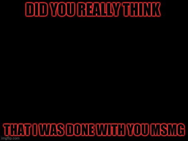 DID YOU REALLY THINK; THAT I WAS DONE WITH YOU MSMG | made w/ Imgflip meme maker