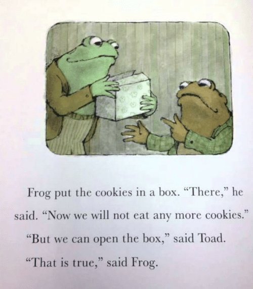 Frog put the cookies in a box Blank Meme Template