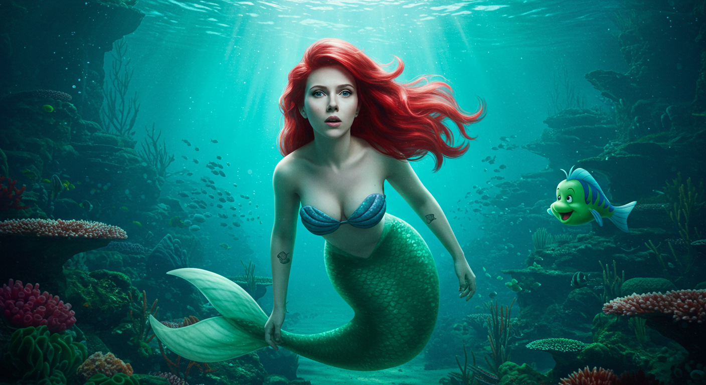 scarlett as ariel Blank Meme Template