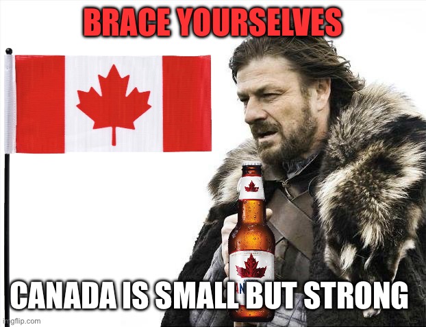 BYOB | BRACE YOURSELVES; CANADA IS SMALL BUT STRONG | image tagged in memes,brace yourselves x is coming | made w/ Imgflip meme maker