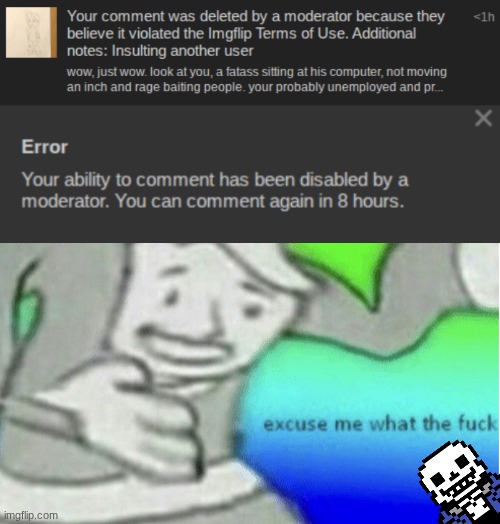 he was literally rage baiting but okay | image tagged in excuse me what the f ck,heya kid is juis sans de topic | made w/ Imgflip meme maker