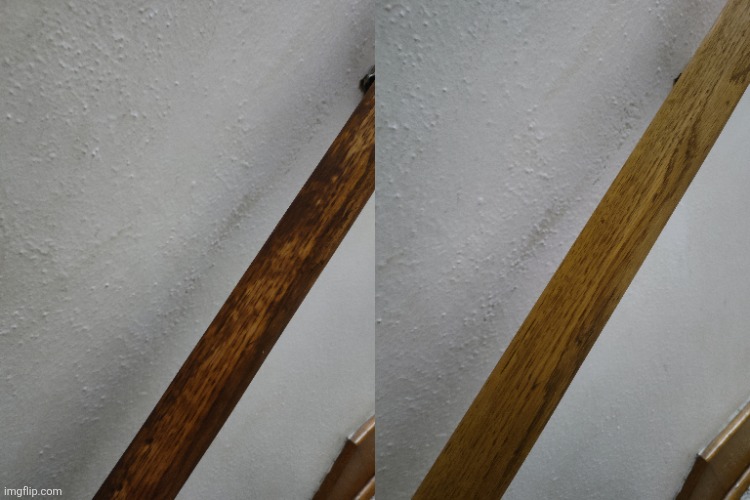 Before and after I cleaned the railing | made w/ Imgflip meme maker