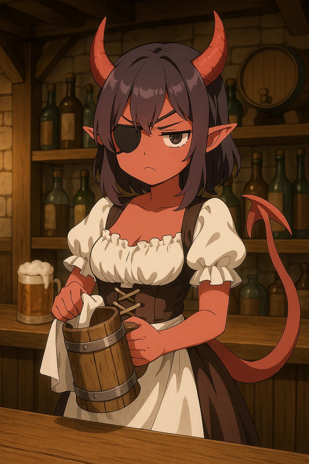Tiefling barmaid Blank Meme Template