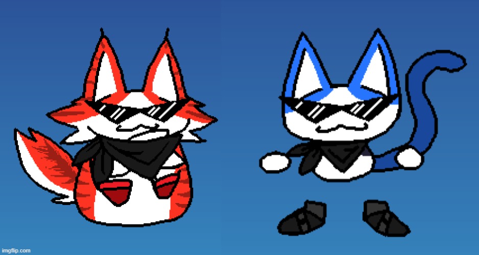 the duo. (they are not actually from catto boi, but they're ocs made in the game) | image tagged in cat,fire,ice,water | made w/ Imgflip meme maker