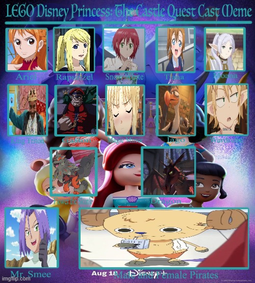 lego disney princess cast | image tagged in lego disney princess cast,anime,crossover,pokemon,one piece,legos | made w/ Imgflip meme maker