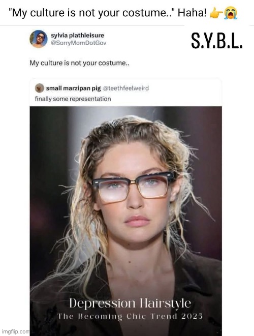 Depression culture | image tagged in culture,hairstyle,depression | made w/ Imgflip meme maker