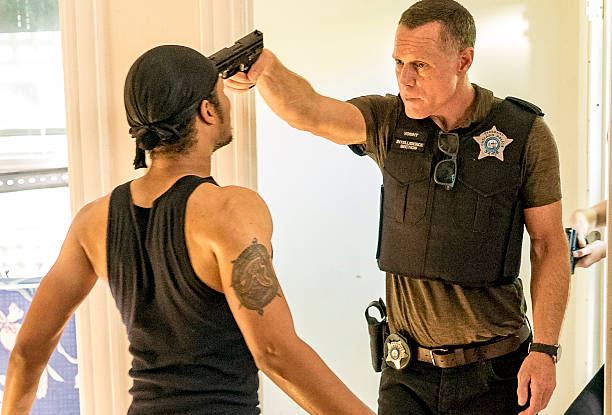 High Quality Hank Voight pointing gun at someone Version 2 Blank Meme Template